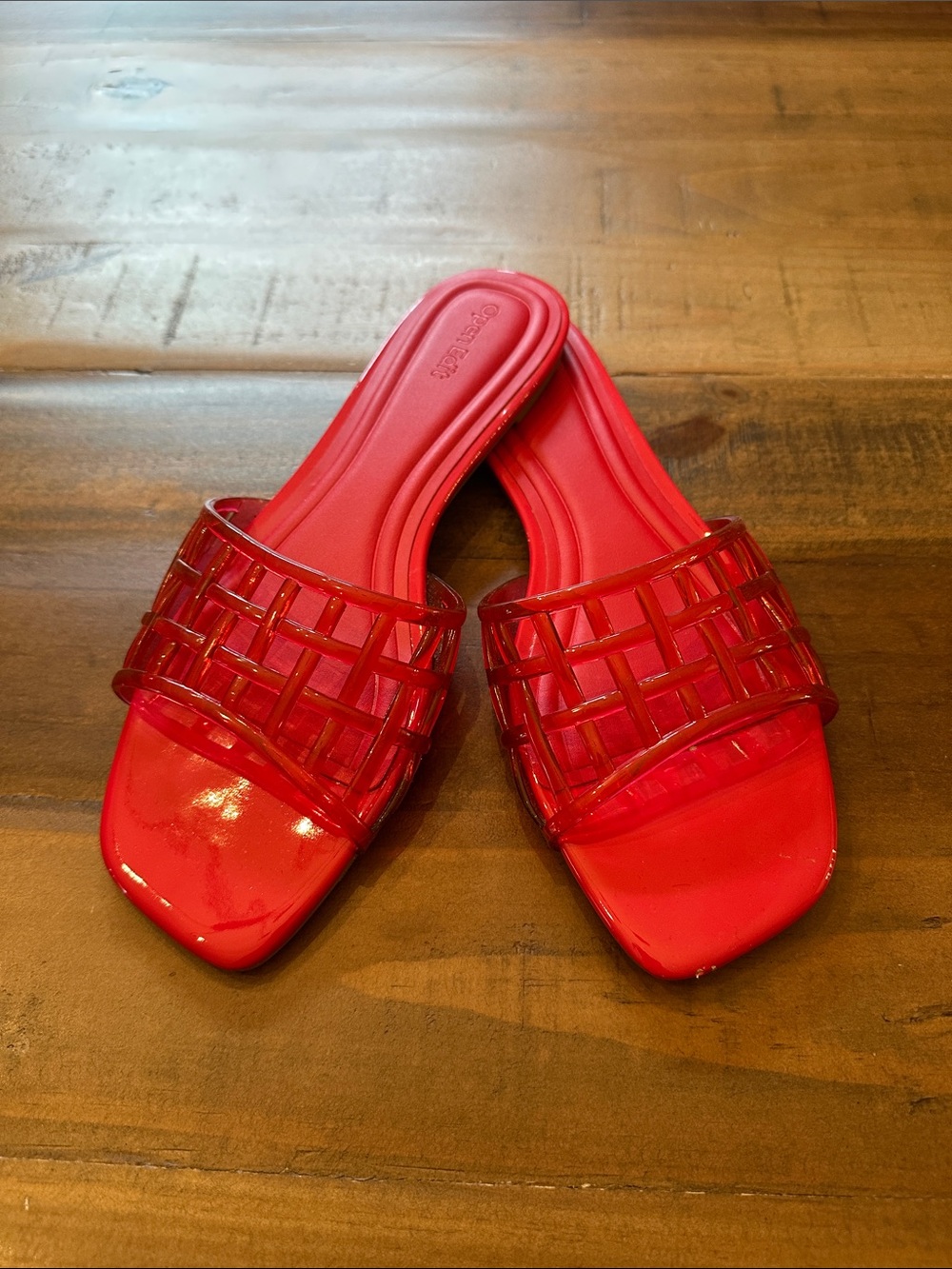 Open Edit-Red Women’s Slide Sandals